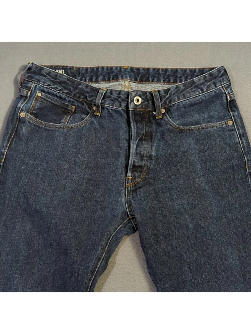 G Star Raw Jeans Men's 33x34 Fits 33x32 Blue 3301 Slim Straight Button Fly Denim